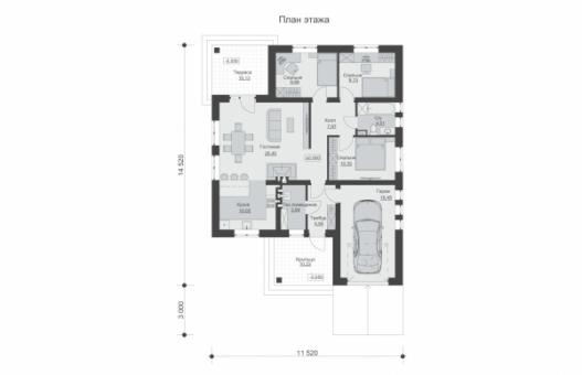 Одноэтажный дом с гаражом и просторной гостиной